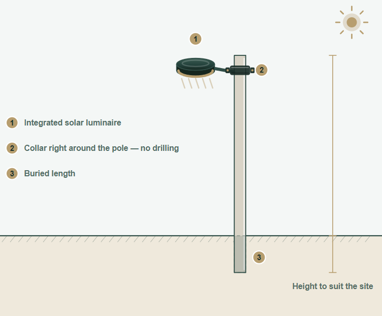 Detailed diagram of solar lighting pole
